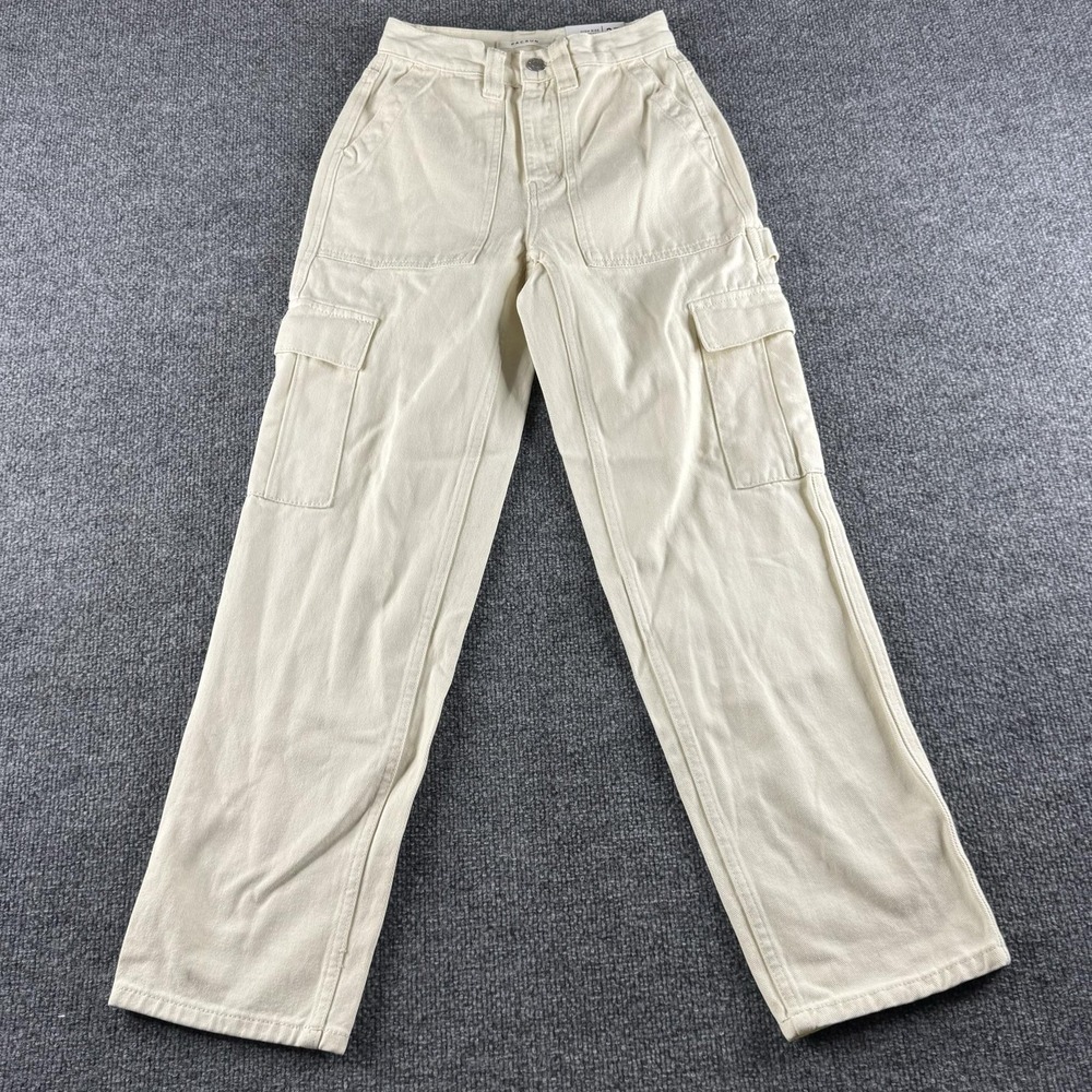Pacsun High Rise Carpenter Jeans Womens 23 Beige Cargo Denim Straight Leg Ladies